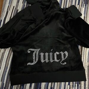 NWT Juicy Couture black velour zip hoodie Women XL
